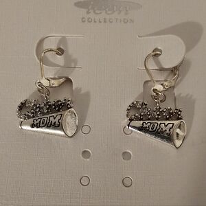 Silver Cheer Mom Earrings